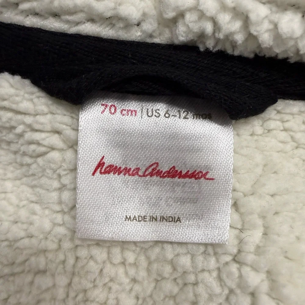 Hanna Andersson baby colorful plaid Sherpa lined zip up sweatshirt 70 6-12 month